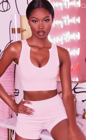 Oh Polly Cut Above The Rest Crop Vest Top in Blush thumbnail 1