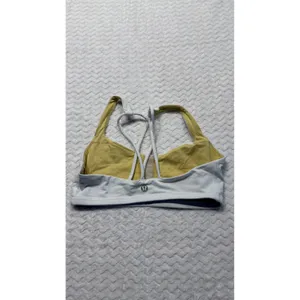 Lululemon Free To Be Wild Sports Bra Light Grey Yellow Strappy Back Size 4 thumbnail 2