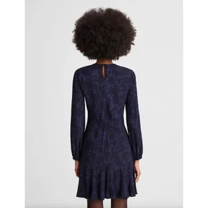 NEW Madewell Puff Sleeve Flare Mini Dress Alexis Floral Navy Viscose US 8 thumbnail 4