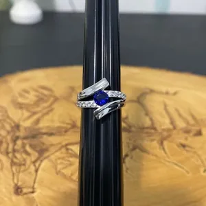 Sterling Silver Sapphire Bypass Ring Size 5.25 thumbnail 5