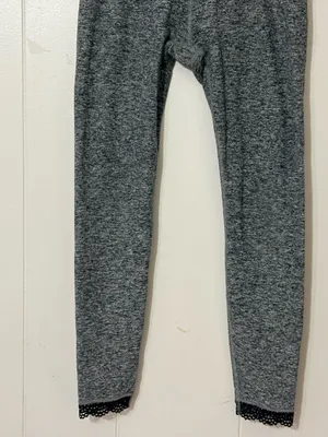 Beyond Yoga Heather Gray Black Lace Trim High Rise Leggings Size M thumbnail 3