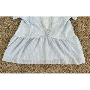 NWOT Women's sky blue chiffon‎ boho short sleeve shirt size small thumbnail 5