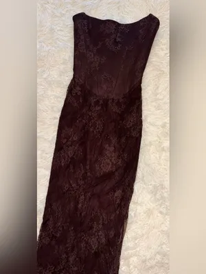 NEW House Of CB LARRA Bitter Chocolate Lace Corset Midi Dress sz XS thumbnail 6