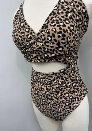 Aerie Tan Animal Print One Piece Swimsuit thumbnail 4