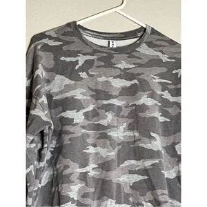 ATHLETA WOMEN'S GRAY CAMO LUX LONG SLEEVE BALANCE PULLOVER SWEATSHIRT Sz S thumbnail 3