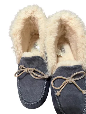 UGG Australia Women's Elana‎ Slipper Sheepskin Lined Moccasin Dark Gray Size 7 thumbnail 1