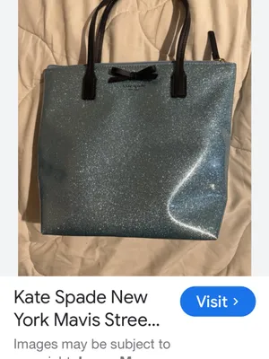 Kate Spade Sparkle Bow Tote Bag in Silver glitter tote thumbnail 9