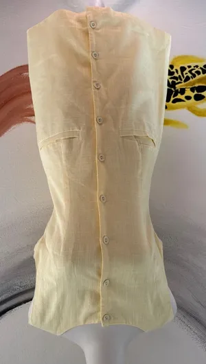 Sleeveless Yellow Mini Button-Front Dress thumbnail 1