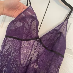 Victoria’s Secret Purple Slip Dress Allover Lace Sz Large Intimates Mini Dress thumbnail 3