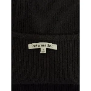 Reformation Women Top Black Julia Ribbed Sweater Tank Cashmere Square Neck Small thumbnail 3
