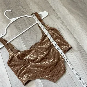 Skims Velvet Corset Tank Top logo crop womens Brown (medium) going out party thumbnail 5
