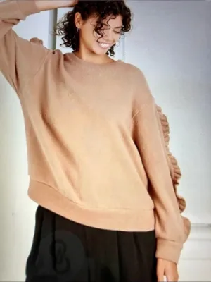 A New Day Textured Crewneck Sweater in Brown XL thumbnail 2