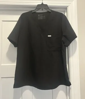 Figs Scrub Shirt Women’s XXL Black Top Catrina Single Pocket Comfort Polyester thumbnail 1