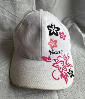 Women’s White Floral Surf/Beach Cap. Hawaiian Island Style thumbnail 1
