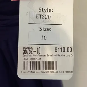 Unique Vintage Maxi Dress Sz 10 Formal Occasion Dark Plum Mesh Sweetheart thumbnail 6
