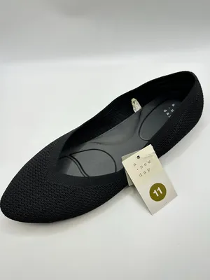 NWT A New Day Black Knit Pointed Toe Ballet Flats 11 Clean Girl Minimalist thumbnail 3