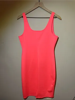 Love J Neon Coral Pink Dress XL Bright Summer Stretch Casual Boutique thumbnail 2