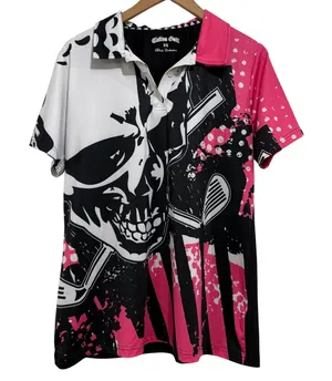 Tattoo Golf Blade Collection Skull Polo Shirt Women's XL Edgy‎ Bikercore Goth thumbnail 1
