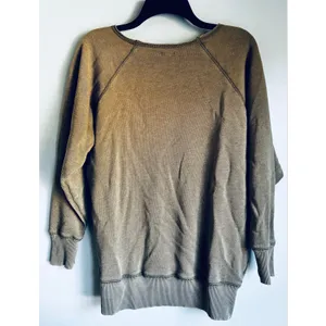 Aerie Olive Brown Ribbed Pullover Sweatshirt Crew Neck Oversized XS thumbnail 5