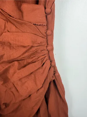 Free People Dylan V-neck brown faux Wrap Mini dress. Sz M thumbnail 6