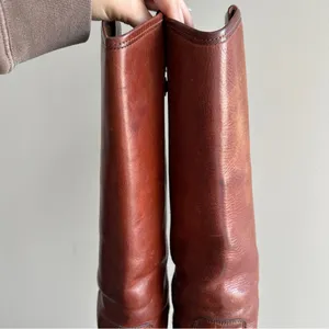 Frye Melissa Button Brown Leather Cognac Tall Riding Boots, Women’s Size 7 thumbnail 3