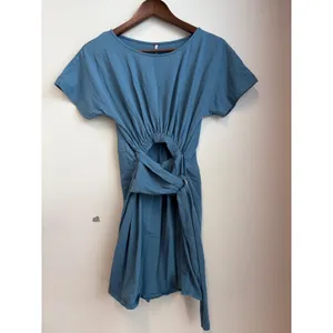 Free People Blue Cutout Knot Front Mini Dress Short Sleeve XS thumbnail 2