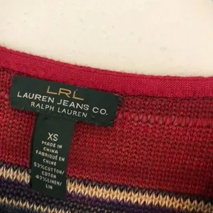 RALPH LAUREN JEANS CO LRL Red Navy Blue Striped Cotton Linen 3/4 Sleeve Sweater thumbnail 4