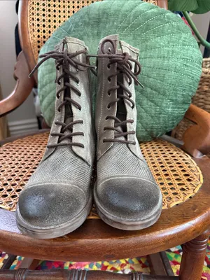 ROAN Affair P Taupe Suede Leather Lace Up Side Zip Military Granny Grunge Boots thumbnail 4