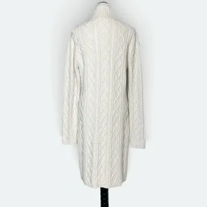 Vintage Cable Knit Longline Cardigan Jacket XL Wool Blend Zip Cottagecore Y2K thumbnail 7