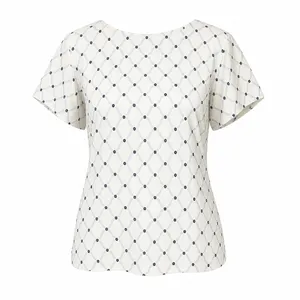 Ann Taylor Womens Blue White Floral Trellis Keyhole Back Blouse Top Size M SP26 thumbnail 2