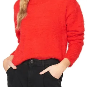 Sanctuary Popover Red Crewneck Sweater Top Blouse v6x thumbnail 2