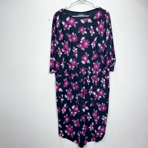 NWT Ralph Lauren Purple Black‎ Floral Tie Waist 3/4 Sleeve Stretch Dress Size 1X thumbnail 3