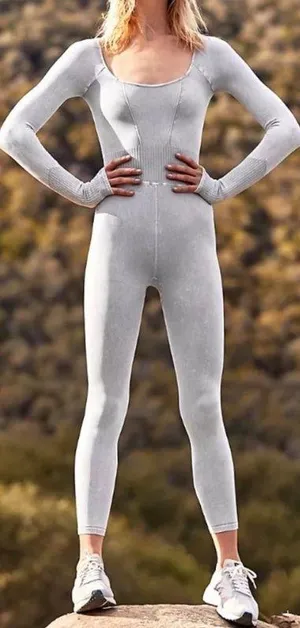 Free People Good Karma Long-Sleeve Onesie ice grey size XS/S thumbnail 1