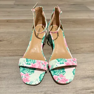 Comfortview The Orly Sandal block‎ heel floral Green Leaf pink size 10 thumbnail 2