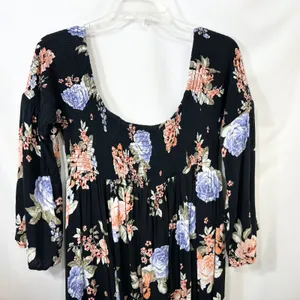 Torrid‎ Plus Sz 2X Maxi Dress Off Shoulder Black Floral Smocked Bell Sleeve 1214 thumbnail 9