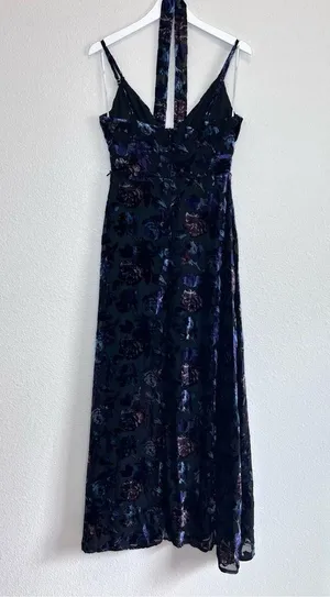 Lulus Pretty Companion Black Floral Velvet Burnout Maxi Dress Size Medium thumbnail 4