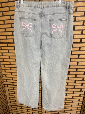 Edikted bow pocket baggy jeans size xl thumbnail 2