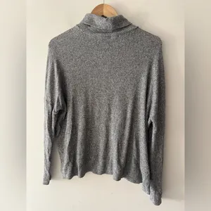 Aerie Charcoal Gray Super‎ Soft Ribbed Turtleneck Sweater thumbnail 3