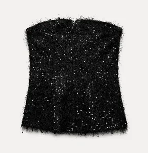 ZARA Fringe and Sequin Bustier Top thumbnail 7
