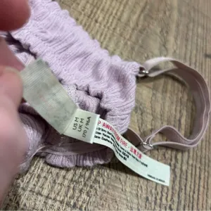 Free People Intimately Mauve Ribbed Bralette Medium M Ruched Lettuce Edge Crop thumbnail 6