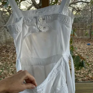 Free People Go West Utility Jumpsuit In White Denim Size M thumbnail 6