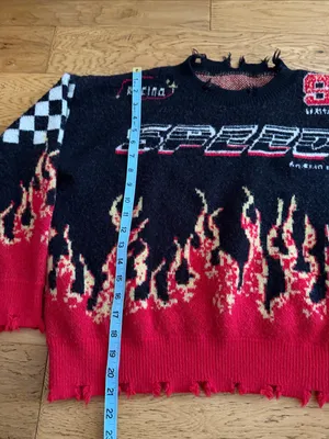 S - Unbranded - Women's Black & Red Racing Graphic Sweater oversized thumbnail 6