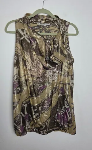 Aquilano Rimondi Silk Gold Camisole Top Abstract Designer Contemporary Medium thumbnail 1