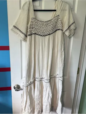 Free People Boho White Embroidered Maxi Dress thumbnail 3