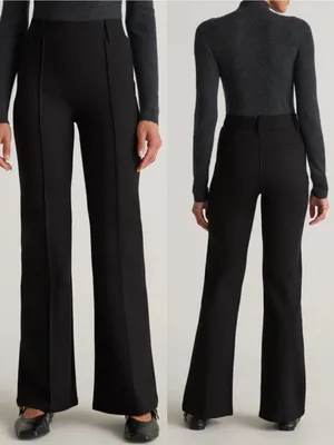 Quince Ultra-Stretch Ponte Flare Leg Pants Black 30” Inseam Office Career thumbnail 2