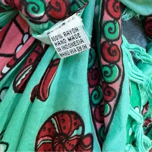turquoise teal sarong pareo beach coverup turtle shell beach print towel blanket thumbnail 3