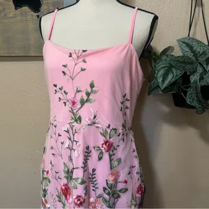 Lulus Blooming For Love Pink Floral Embroidered Midi Dress thumbnail 4