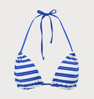 BERLOOK Navy Plush Texture Stripe Halter Bikini Top ONLY 16 thumbnail 8
