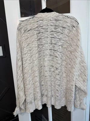 AMERICAN EAGLE Crochet Open-Front Cotton Knit Cardigan L/XL Coastal Cottagecore thumbnail 6