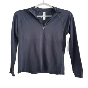 Athleta Momentum Seamless Half Zip Black Long Sleeve Athletic Top M NWT Running‎ thumbnail 1